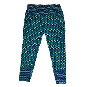 Sweaty Betty 7/8 Length Power Blue & Green Geometric Print Leggings Size 10